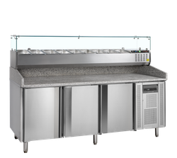 Mesa para pizza, incl. unidad de condimentos